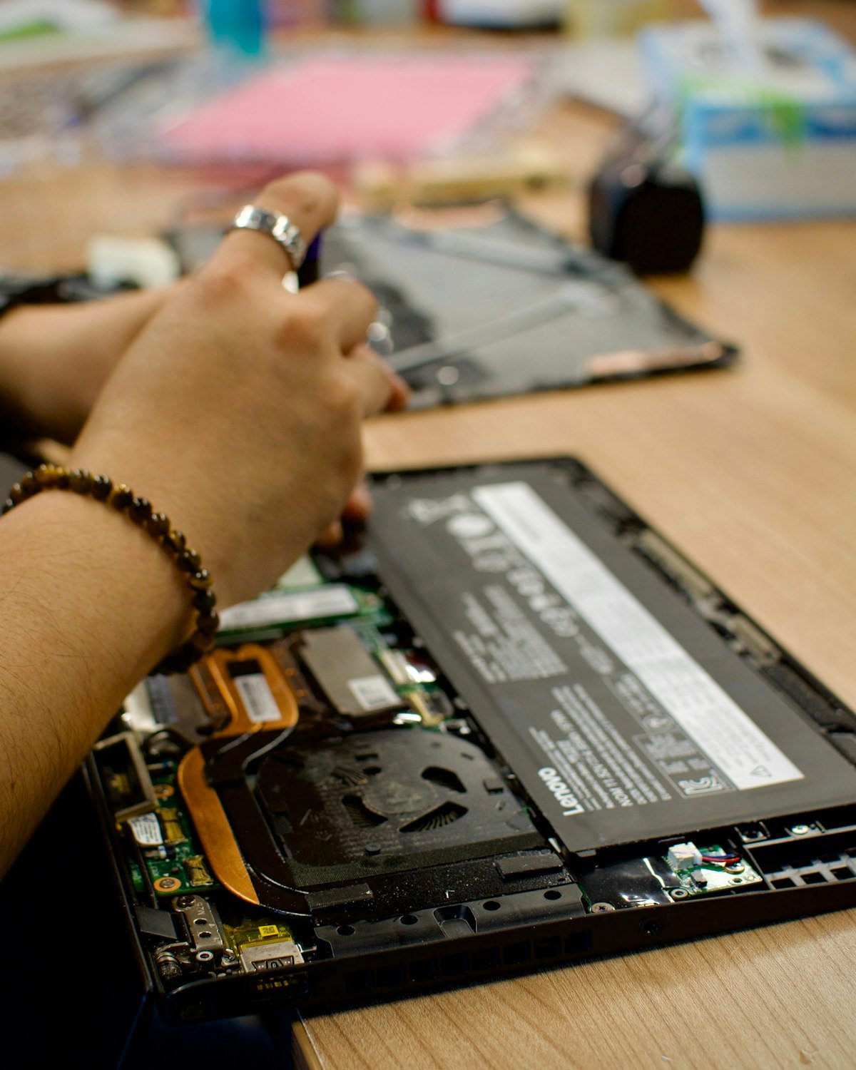 Laptop repair and diagnostics in progress